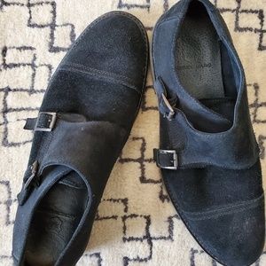 Andrew Marc Black Suede Monkstrap Dress Shoes 10 M